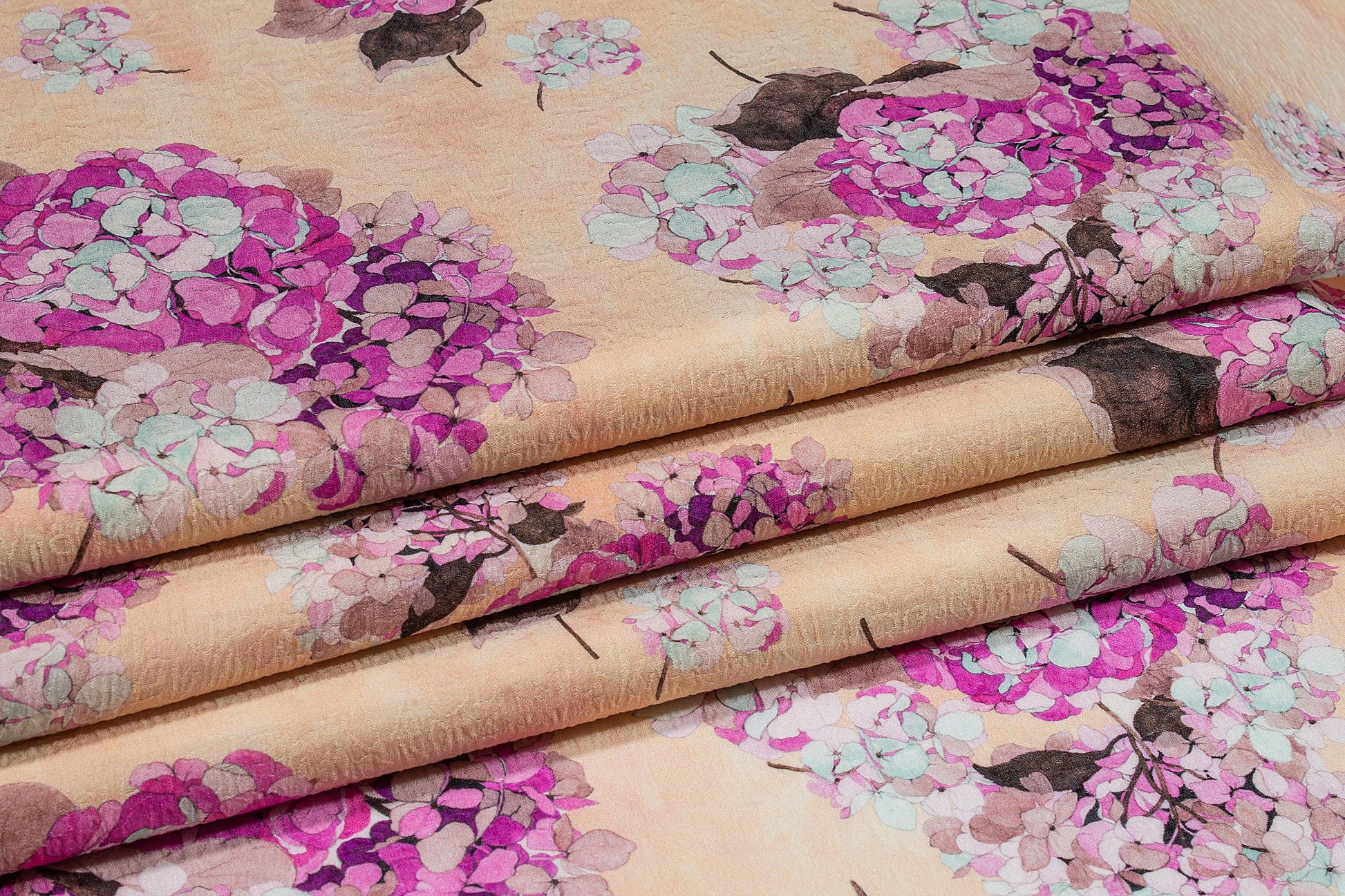 Emanuel Ungaro - Tan and Lavender Floral Italian Silk and Wool Blend - Prime Fabrics