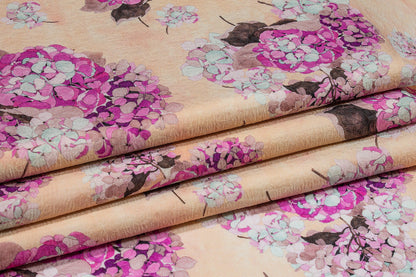 Emanuel Ungaro - Tan and Lavender Floral Italian Silk and Wool Blend - Prime Fabrics