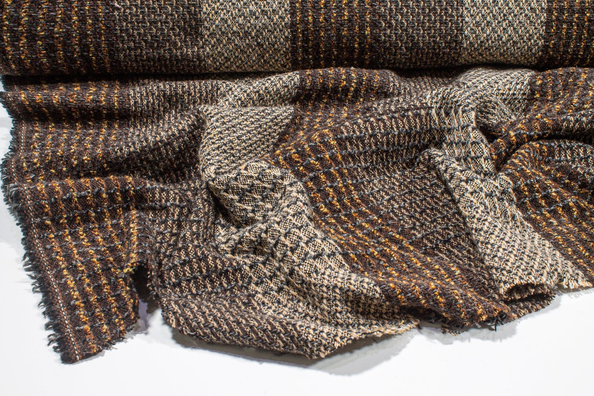 Brown Checked Wool Tweed - Prime Fabrics