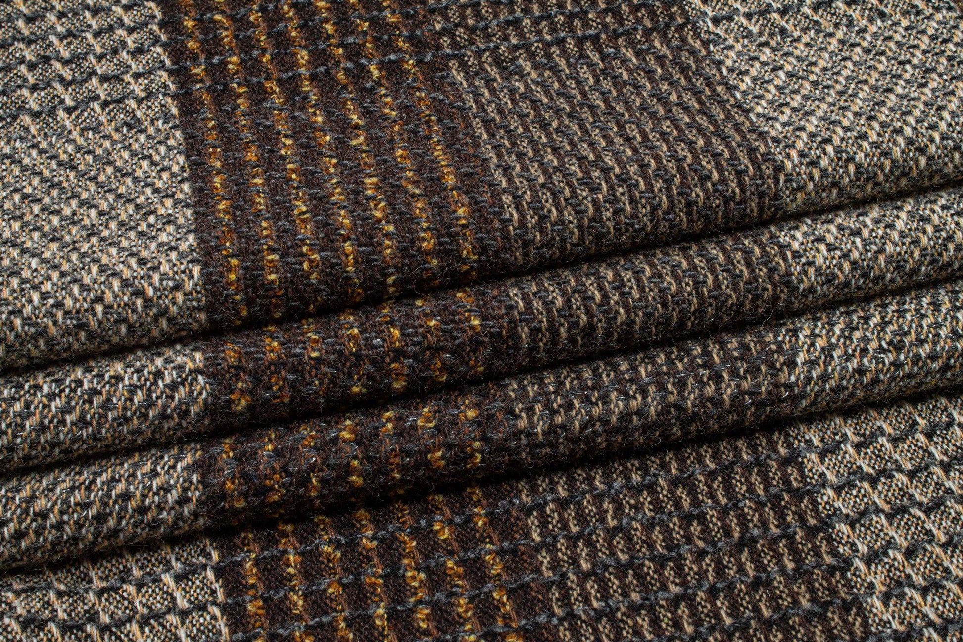 Brown Checked Wool Tweed - Prime Fabrics