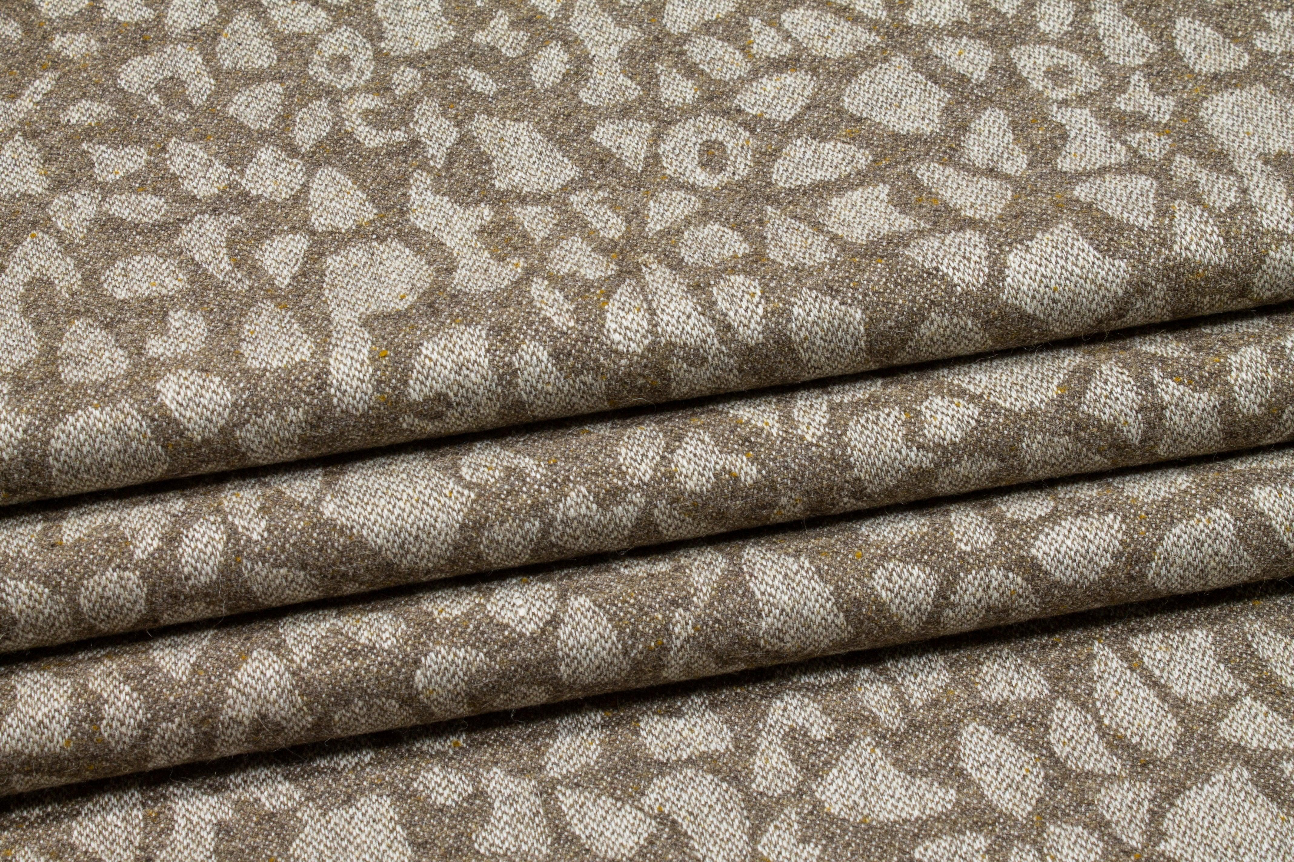 Taupe Cheetah Print Italian Wool - Prime Fabrics
