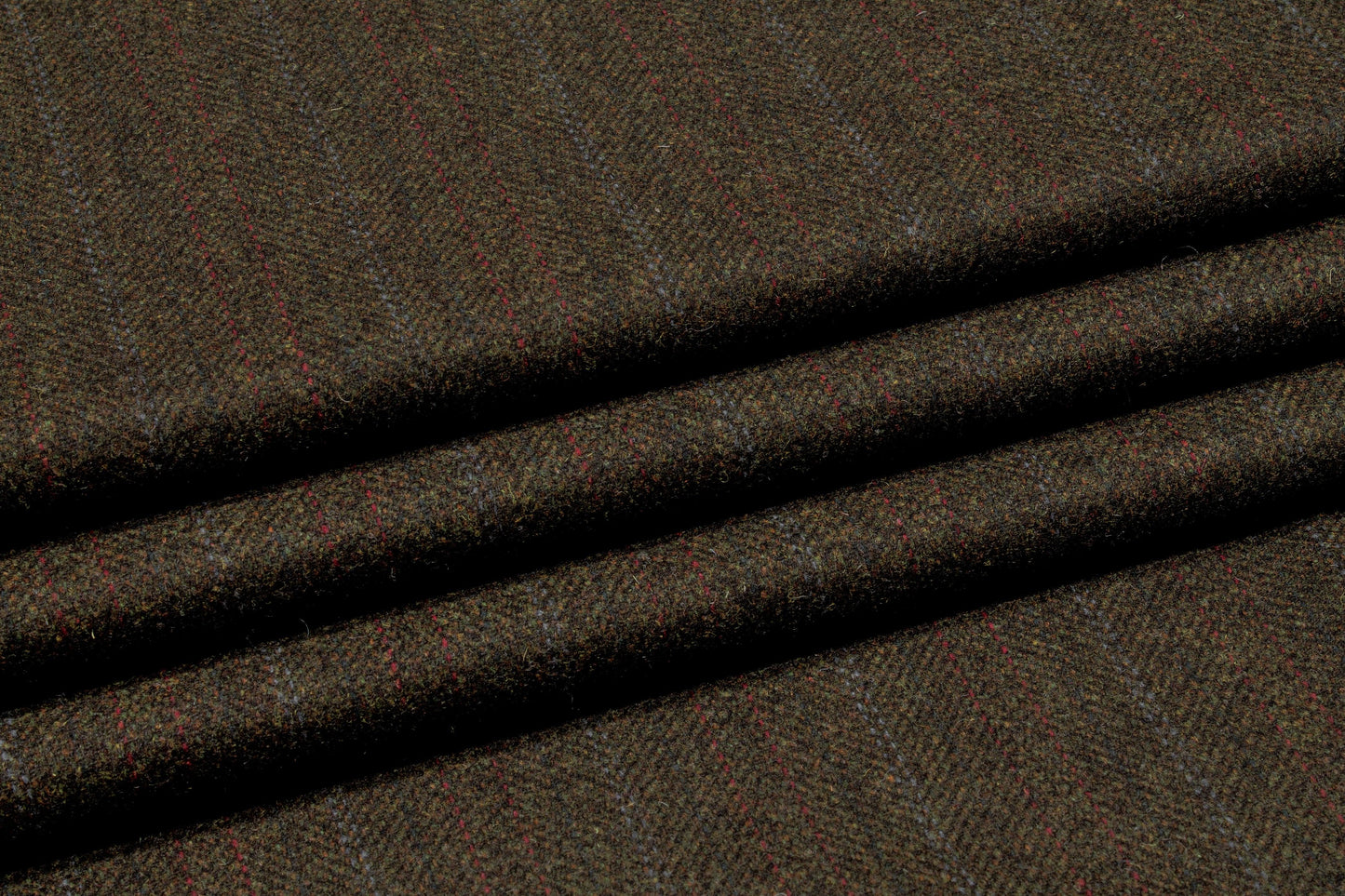 Dark Khaki Striped Italian Wool Jacketing - Prime Fabrics