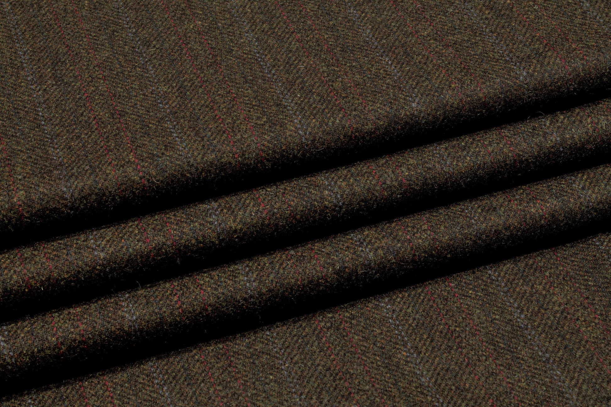 Dark Khaki Striped Italian Wool Jacketing - Prime Fabrics