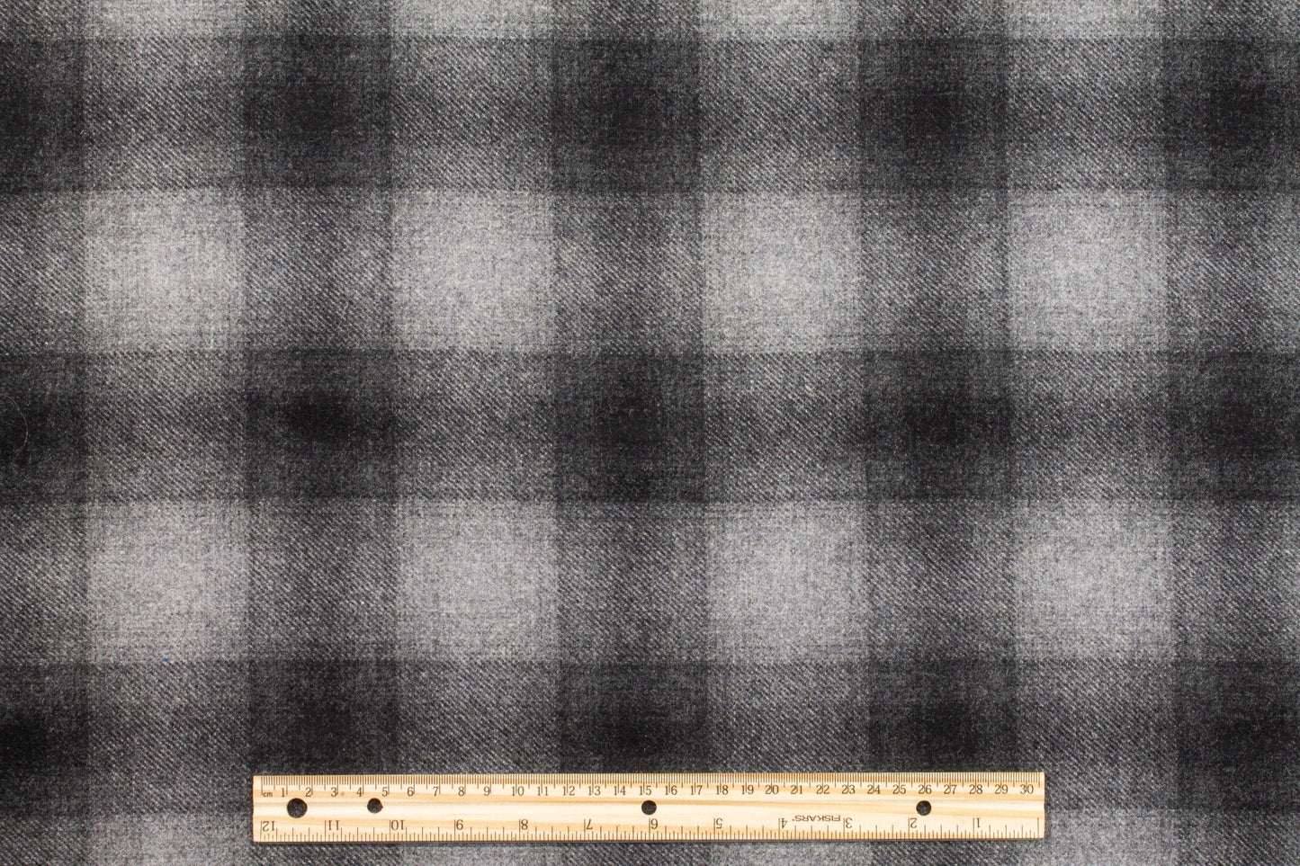 Double Faced Washed Gray Plaid Wool - Prime Fabrics