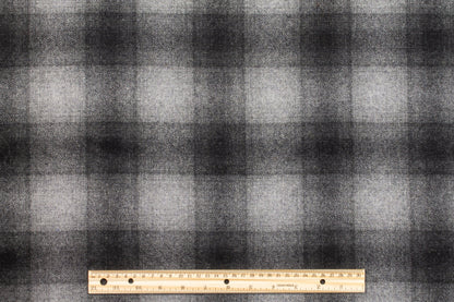 Double Faced Washed Gray Plaid Wool - Prime Fabrics