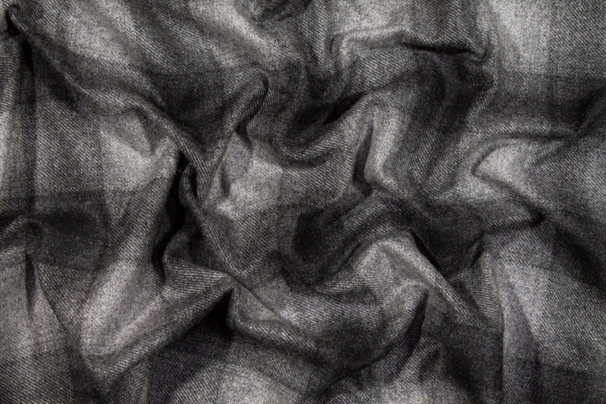 Double Faced Washed Gray Plaid Wool