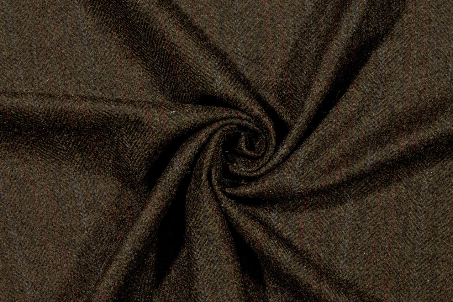 Dark Khaki Striped Italian Wool Jacketing - Prime Fabrics