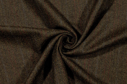 Dark Khaki Striped Italian Wool Jacketing - Prime Fabrics