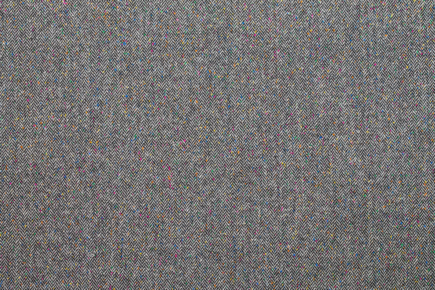 Gray Herringbone Italian Wool with Multicolor Splatter - Prime Fabrics