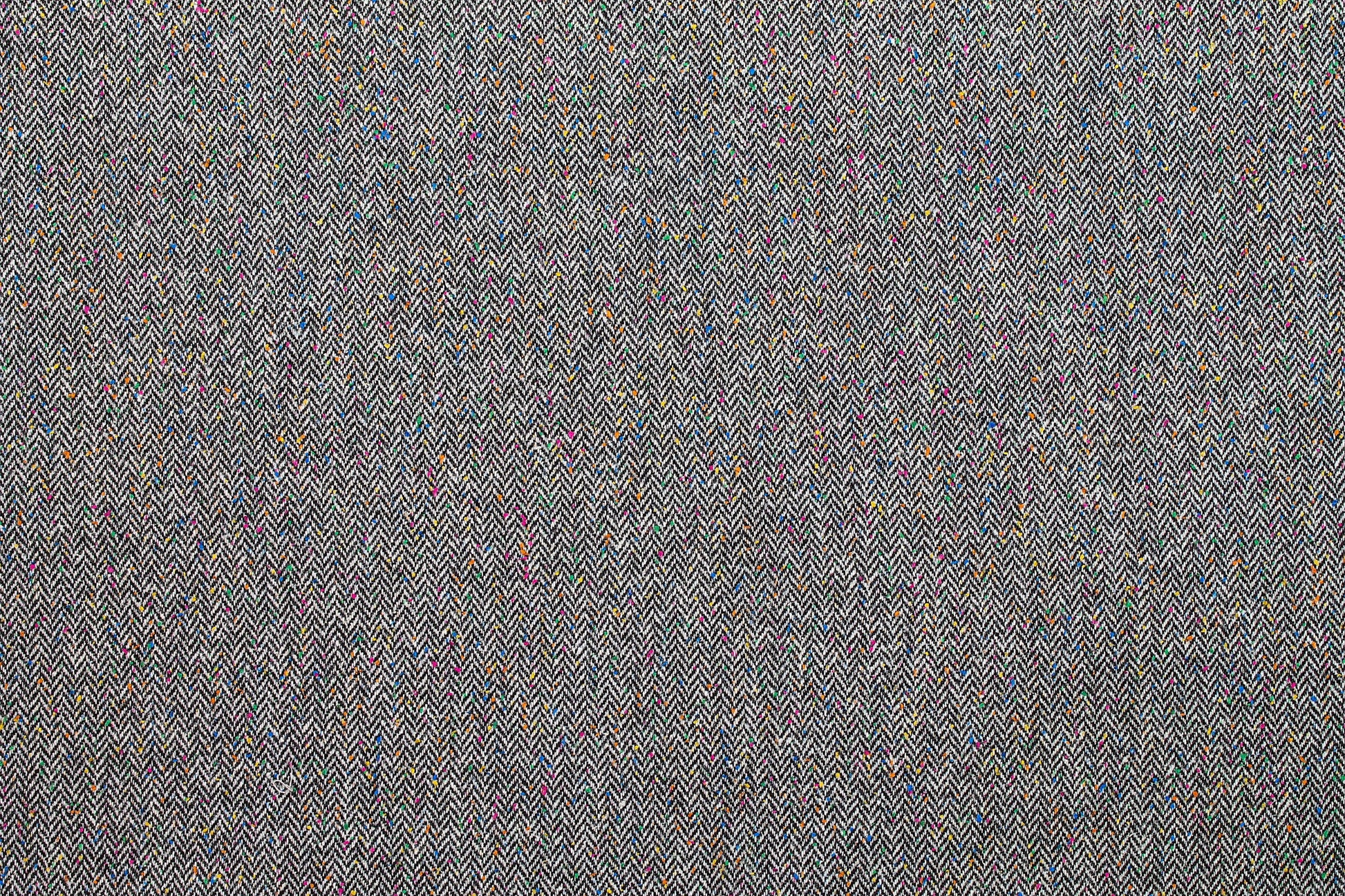 Gray Herringbone Italian Wool with Multicolor Splatter - Prime Fabrics