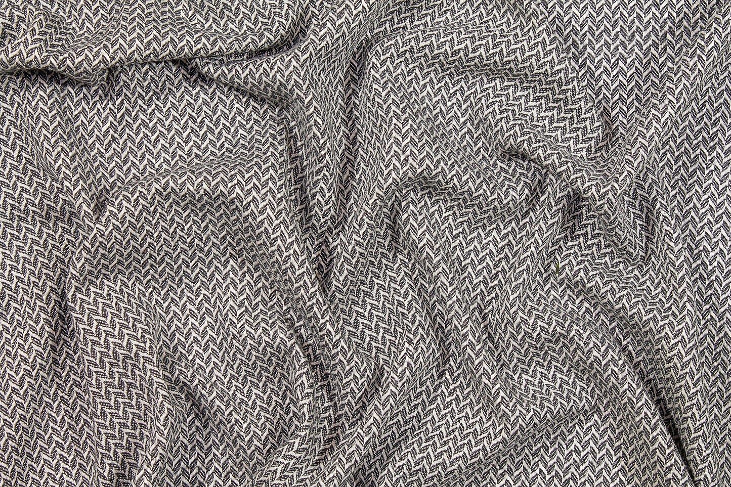 Gray and White Herringbone Italian Wool Cashmere - Prime Fabrics