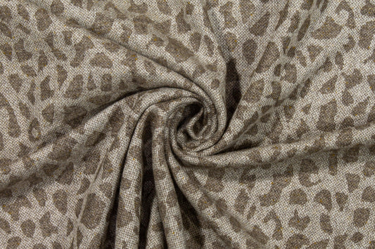 Taupe Cheetah Print Italian Wool - Prime Fabrics