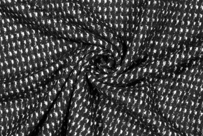 Black and White Italian Wool Tweed - Prime Fabrics