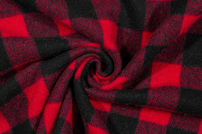 Red and Black Buffalo Plaid Italian Wool Coating - Prime Fabrics