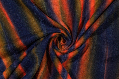 Orange and Blue Striped Lightweight Mohair Wool - Prime Fabrics