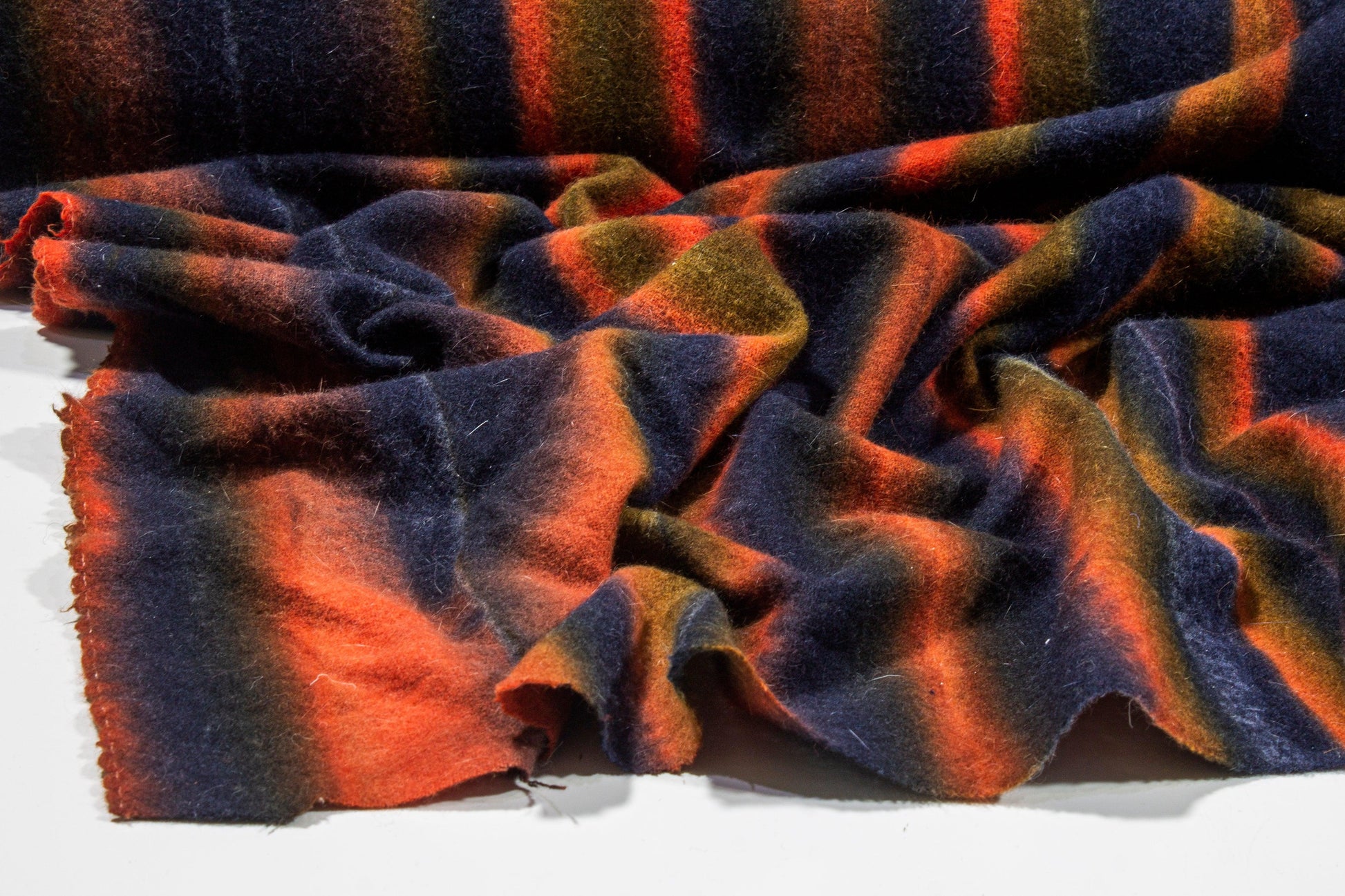 Orange and Blue Striped Lightweight Mohair Wool - Prime Fabrics