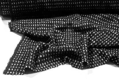 Black and White Italian Wool Tweed - Prime Fabrics