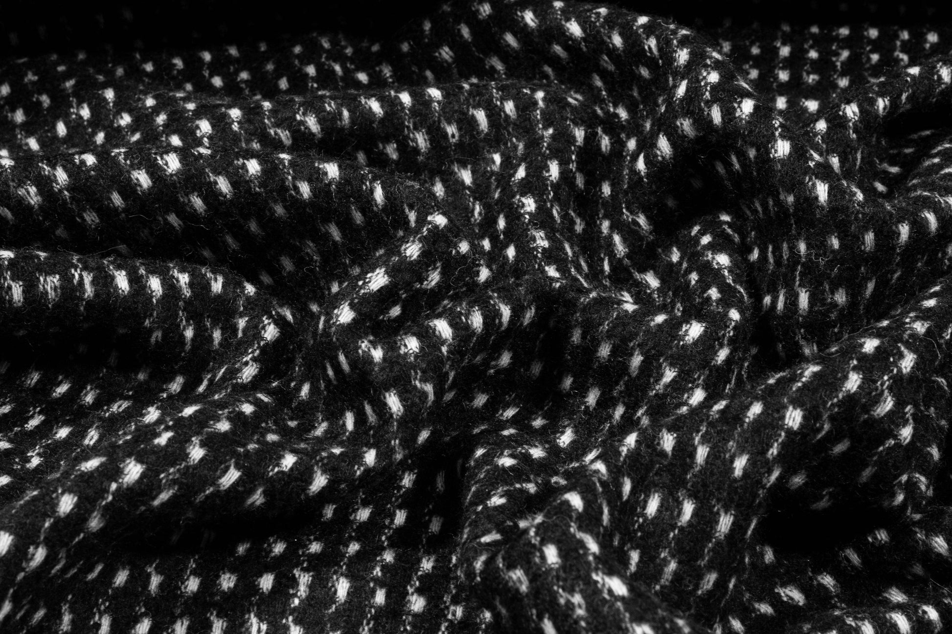 Black and White Italian Wool Tweed - Prime Fabrics