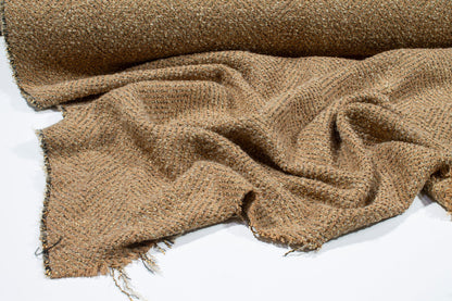 Tan and Gold Metallic Wool Coating - Prime Fabrics