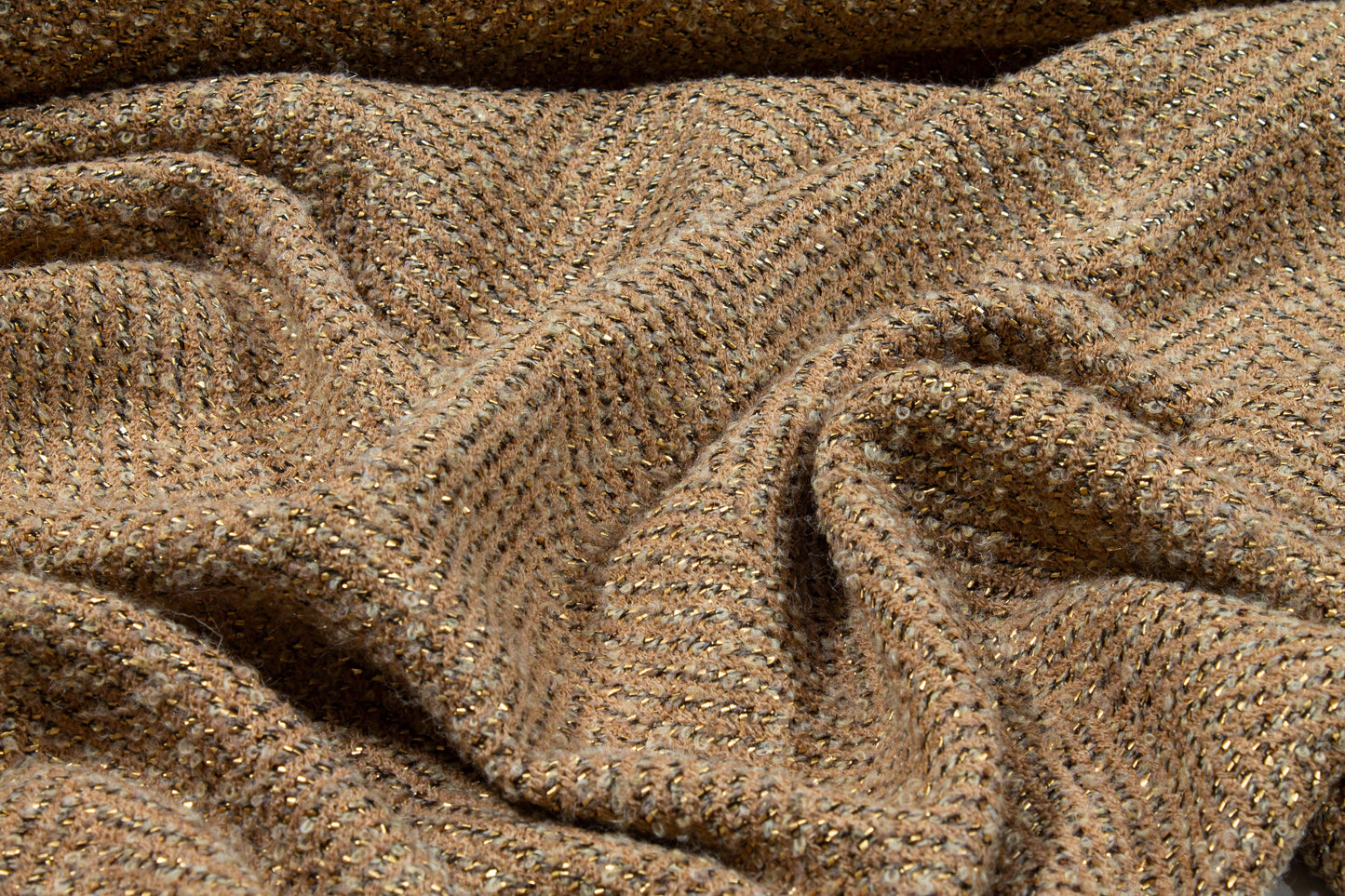 Tan and Gold Metallic Wool Coating - Prime Fabrics