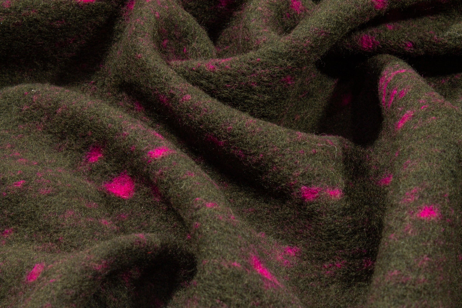 Olive Green and Magenta Boiled Wool - Prime Fabrics