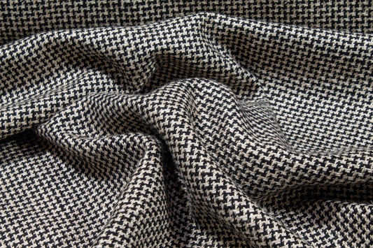 Black and Off White Linen Tweed - Prime Fabrics