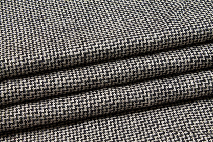 Black and Off White Linen Tweed - Prime Fabrics