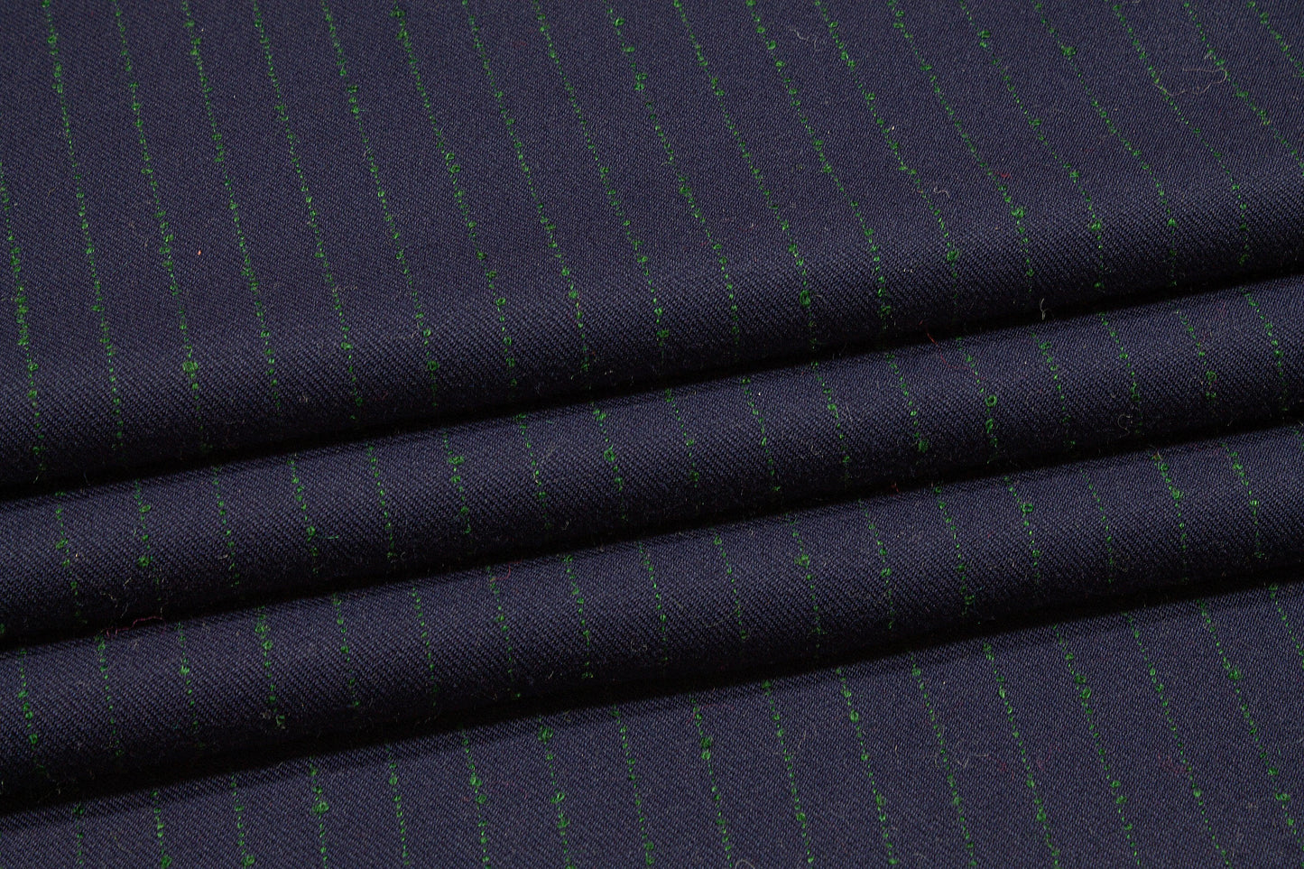 Navy and Green Striped Italian Wool - Prime Fabrics