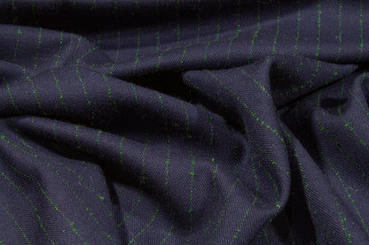 Navy and Green Striped Italian Wool - Prime Fabrics