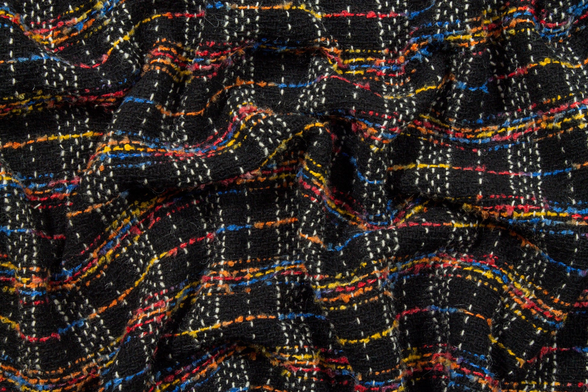 Black Multicolor Wool Tweed - Prime Fabrics