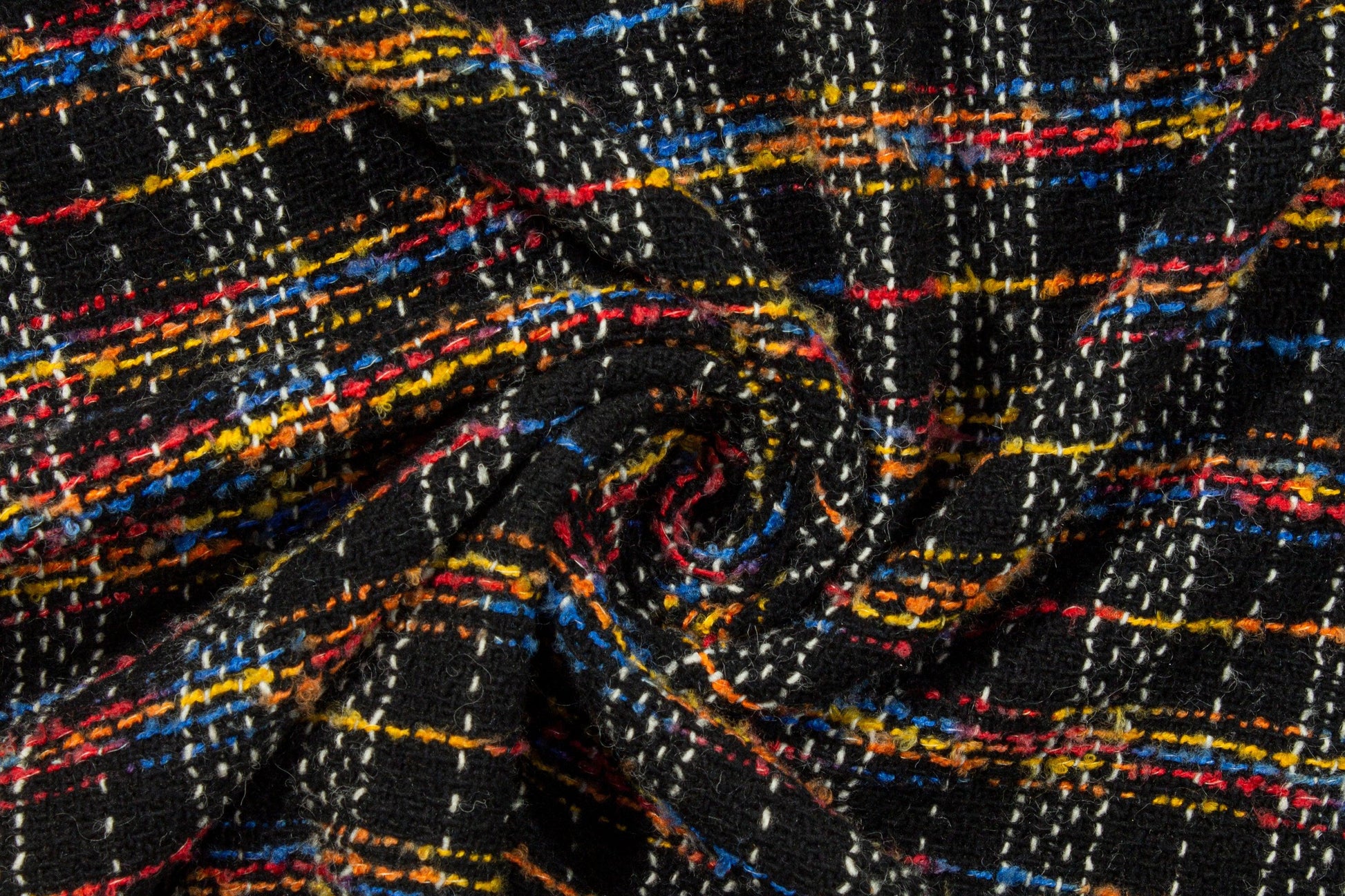 Black Multicolor Wool Tweed - Prime Fabrics