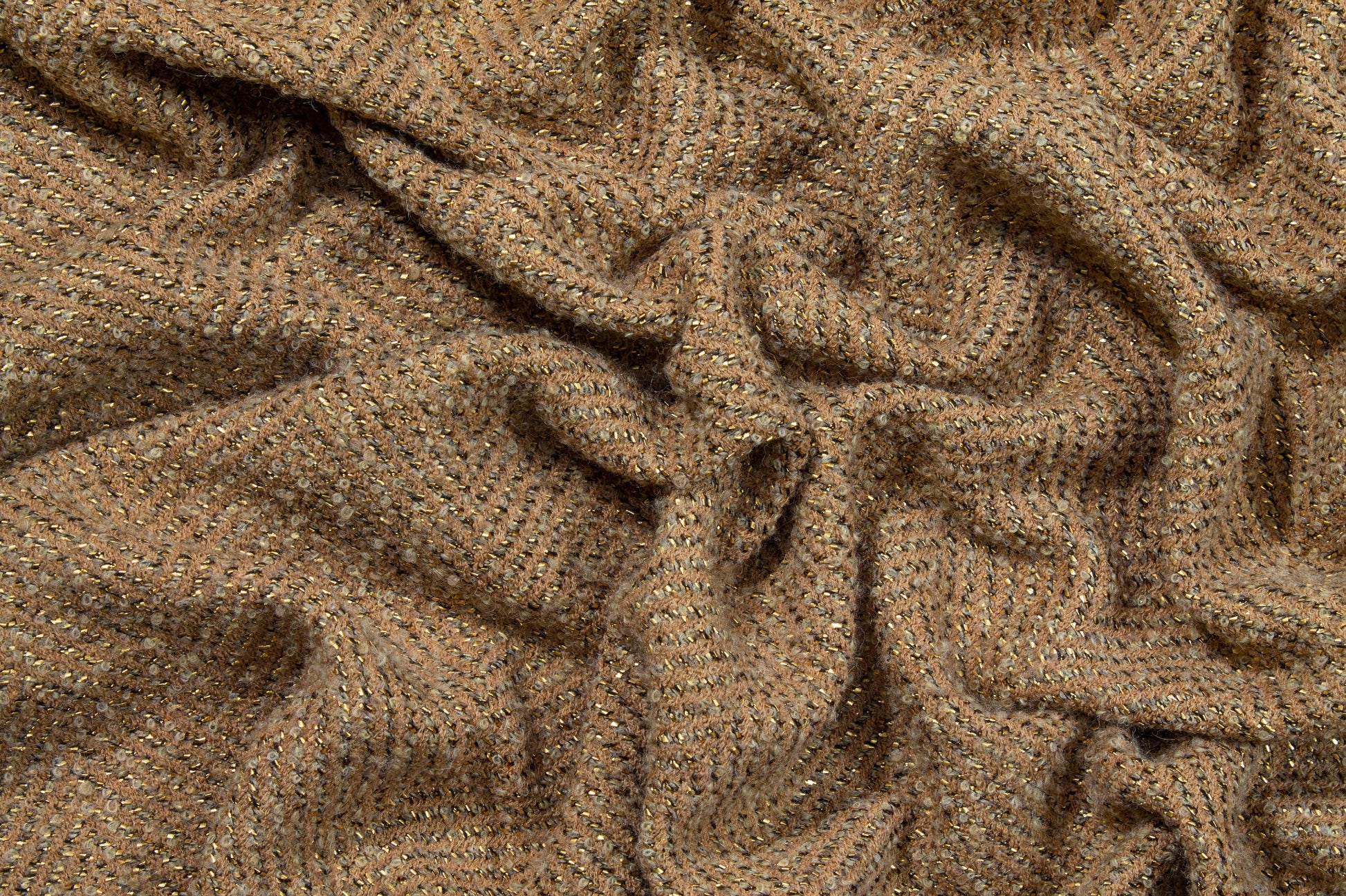 Tan and Gold Metallic Wool Coating - Prime Fabrics