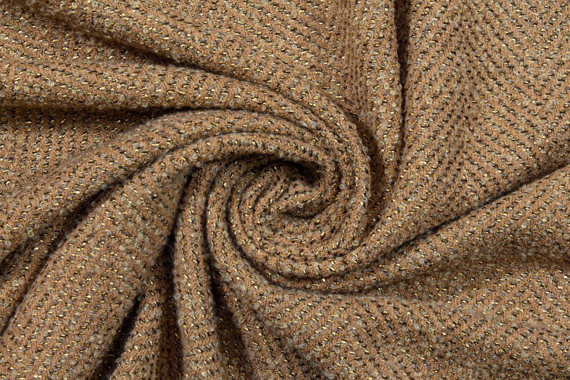 Tan and Gold Metallic Wool Coating - Prime Fabrics