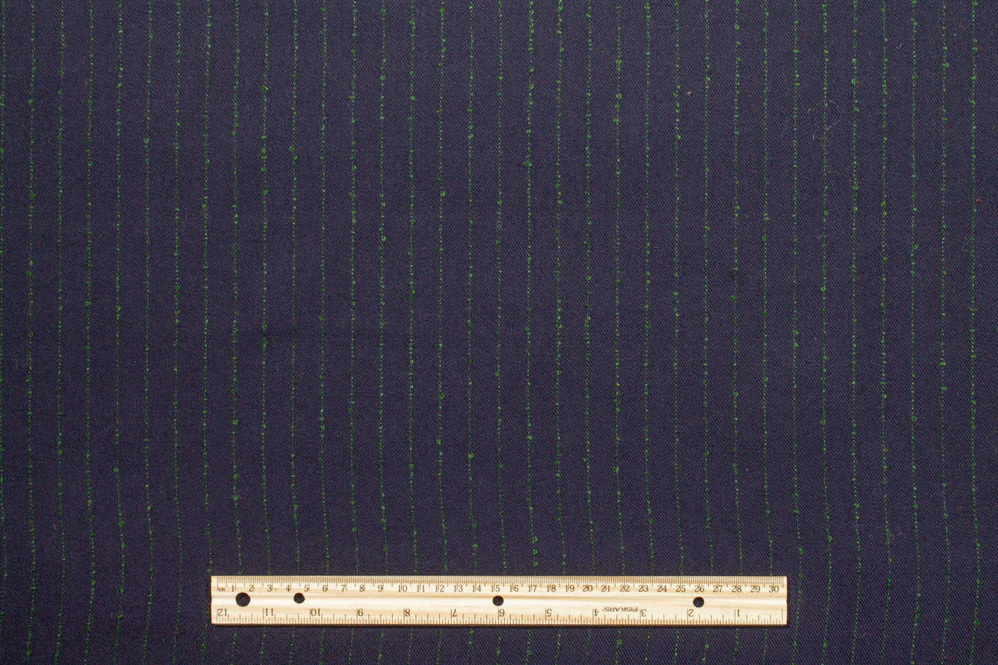 Navy and Green Striped Italian Wool - Prime Fabrics