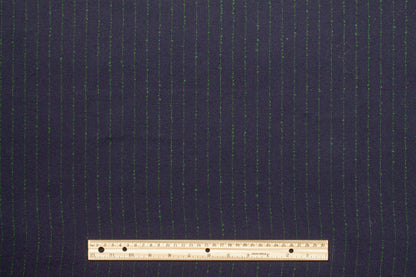 Navy and Green Striped Italian Wool - Prime Fabrics