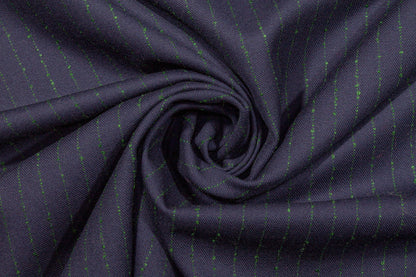 Navy and Green Striped Italian Wool - Prime Fabrics