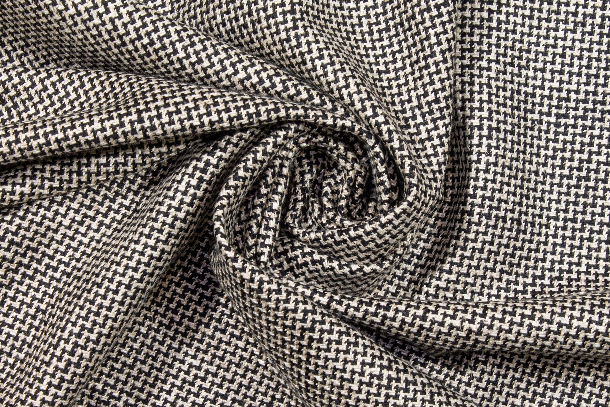 Black and Off White Linen Tweed - Prime Fabrics