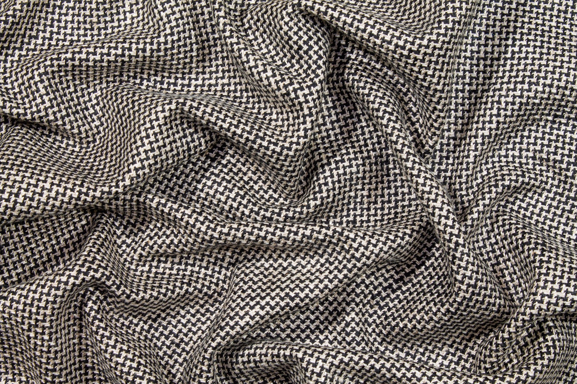 Black and Off White Linen Tweed - Prime Fabrics