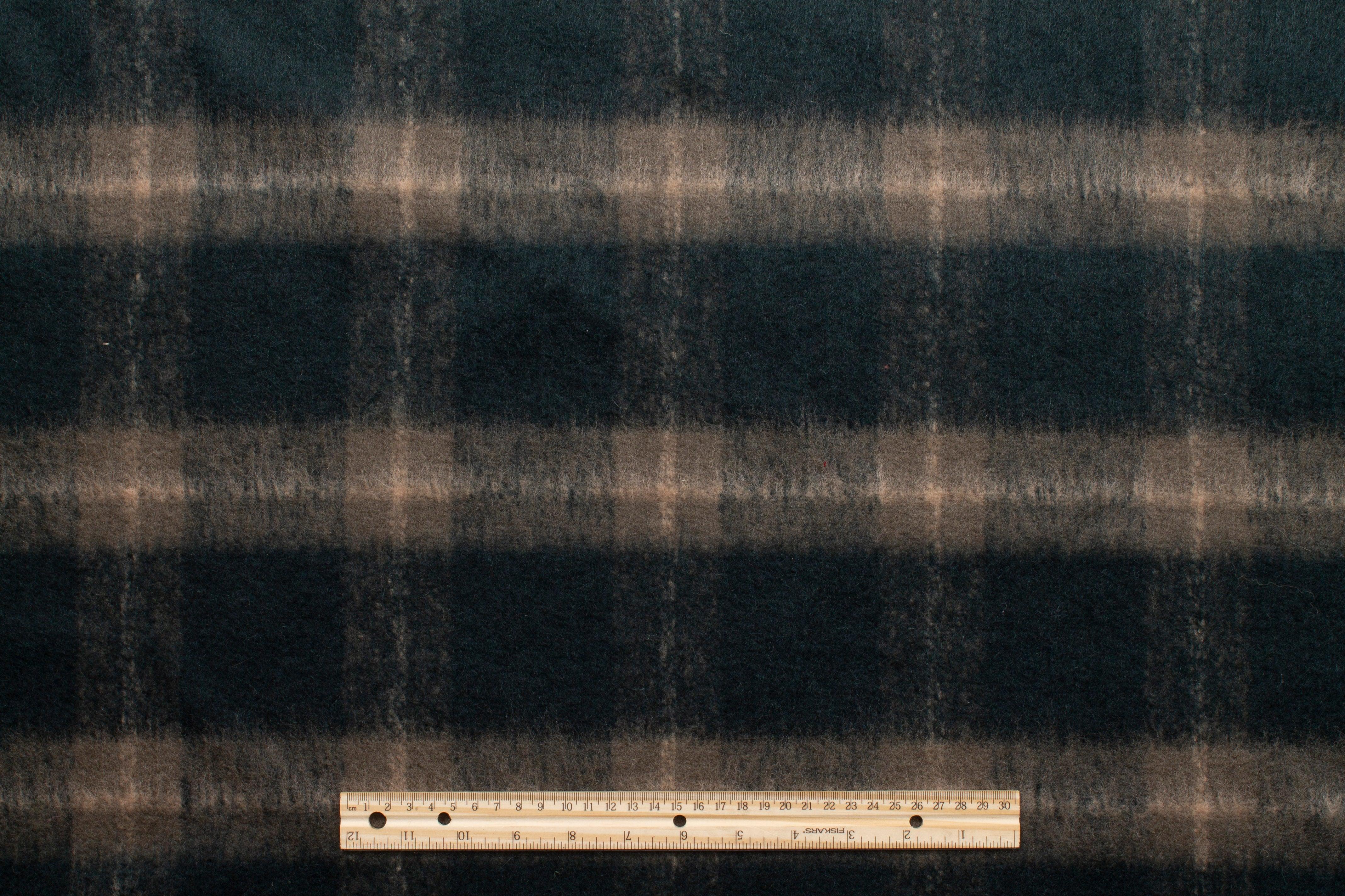 Dark Green and Khaki Checked Italian Mohair Wool - Prime Fabrics