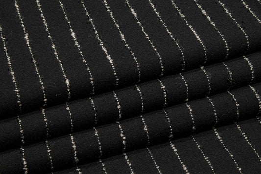 Black and White Striped Italian Wool - Prime Fabrics