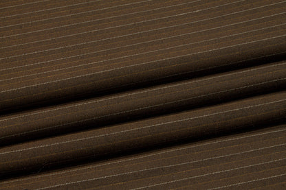 Brown Striped Italian Wool Suiting - Prime Fabrics