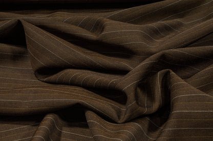 Brown Striped Italian Wool Suiting - Prime Fabrics
