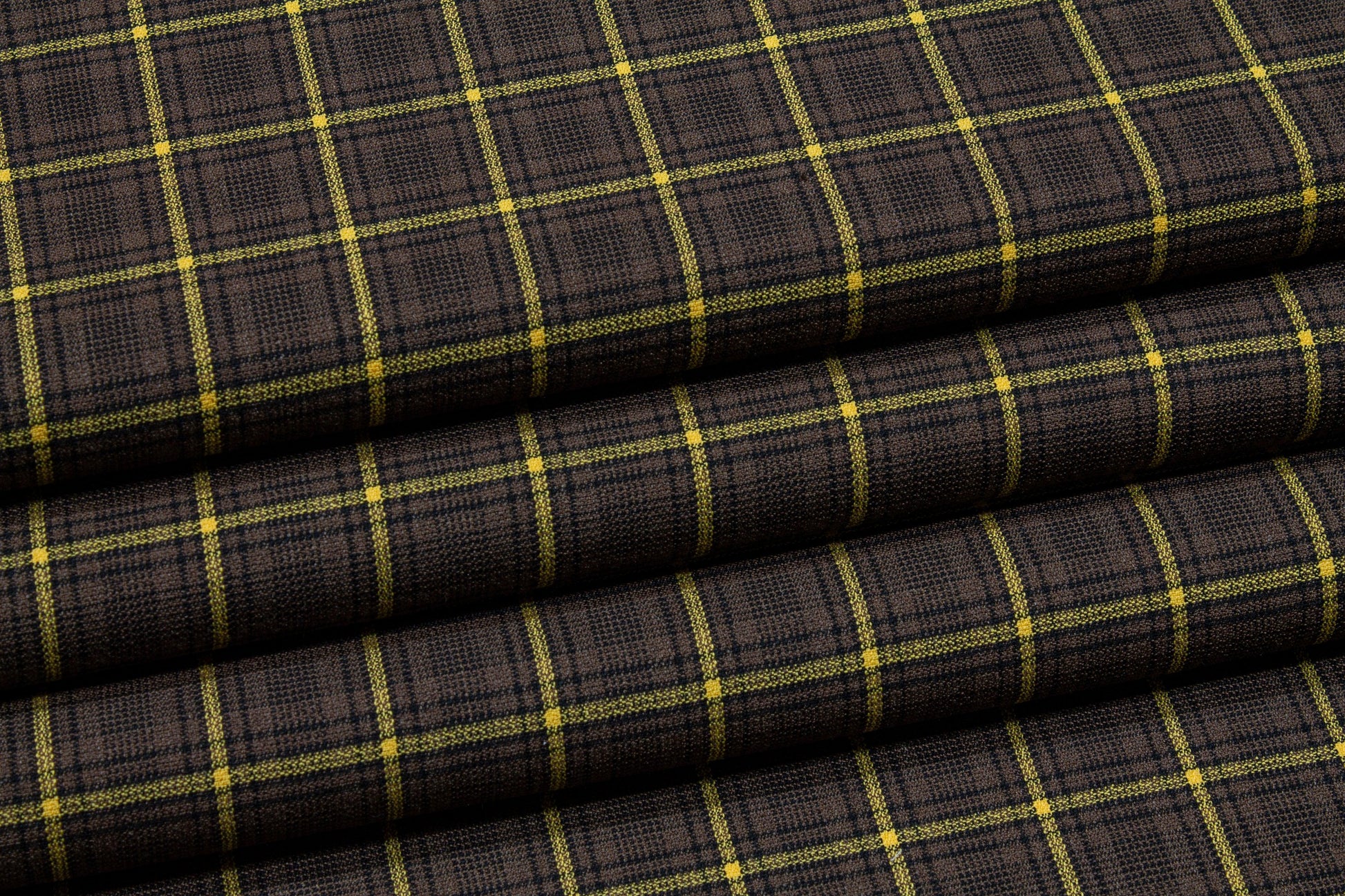 Brown and Yellow Plaid Italian Wool Suiting - Prime Fabrics