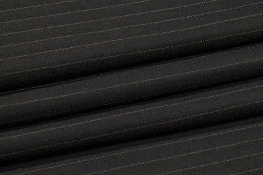 Black Striped Italian Wool Suiting - Prime Fabrics