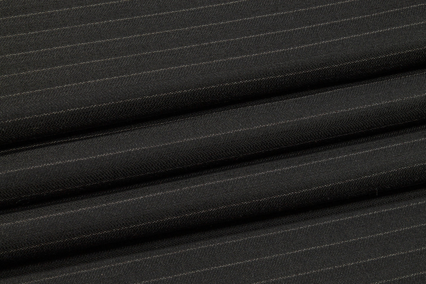 Black Striped Italian Wool Suiting - Prime Fabrics