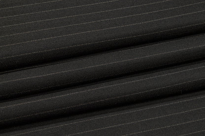Black Striped Italian Wool Suiting - Prime Fabrics