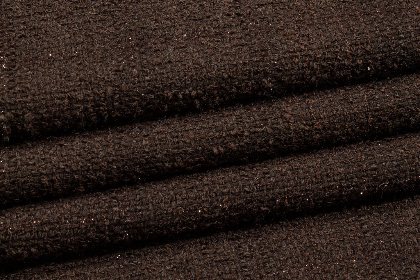Brown Metallic Subtle Windowpane Italian Wool Tweed - Prime Fabrics