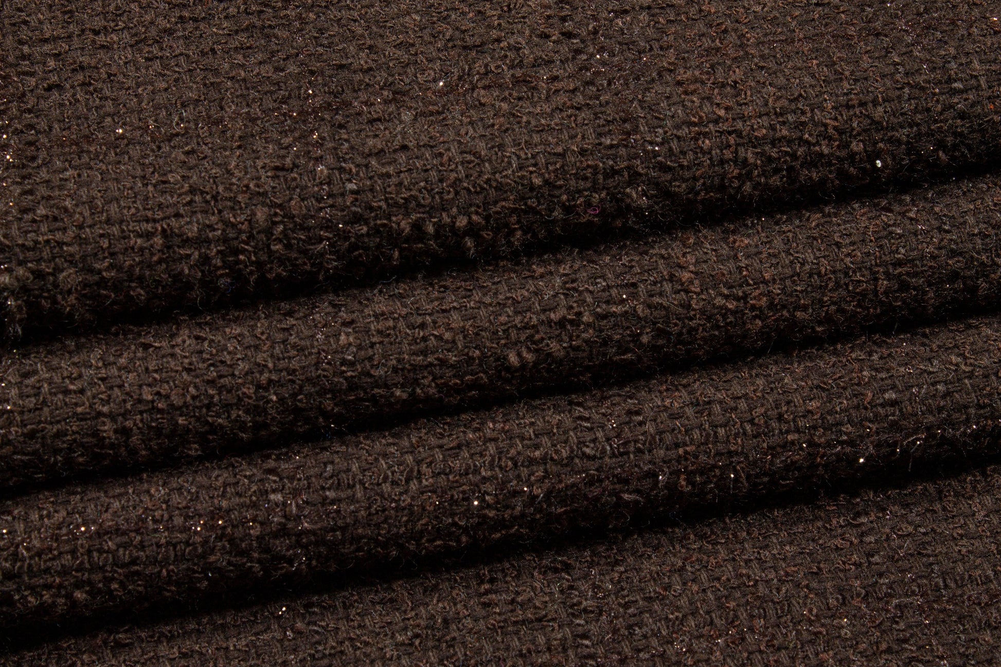 Brown Metallic Subtle Windowpane Italian Wool Tweed - Prime Fabrics