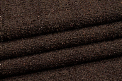 Brown Metallic Subtle Windowpane Italian Wool Tweed - Prime Fabrics