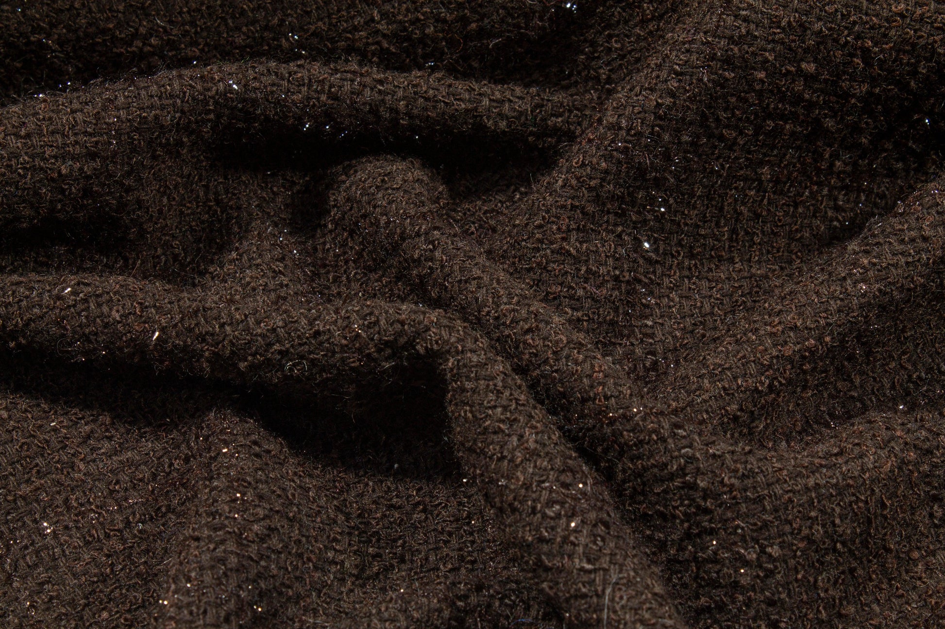 Brown Metallic Subtle Windowpane Italian Wool Tweed - Prime Fabrics